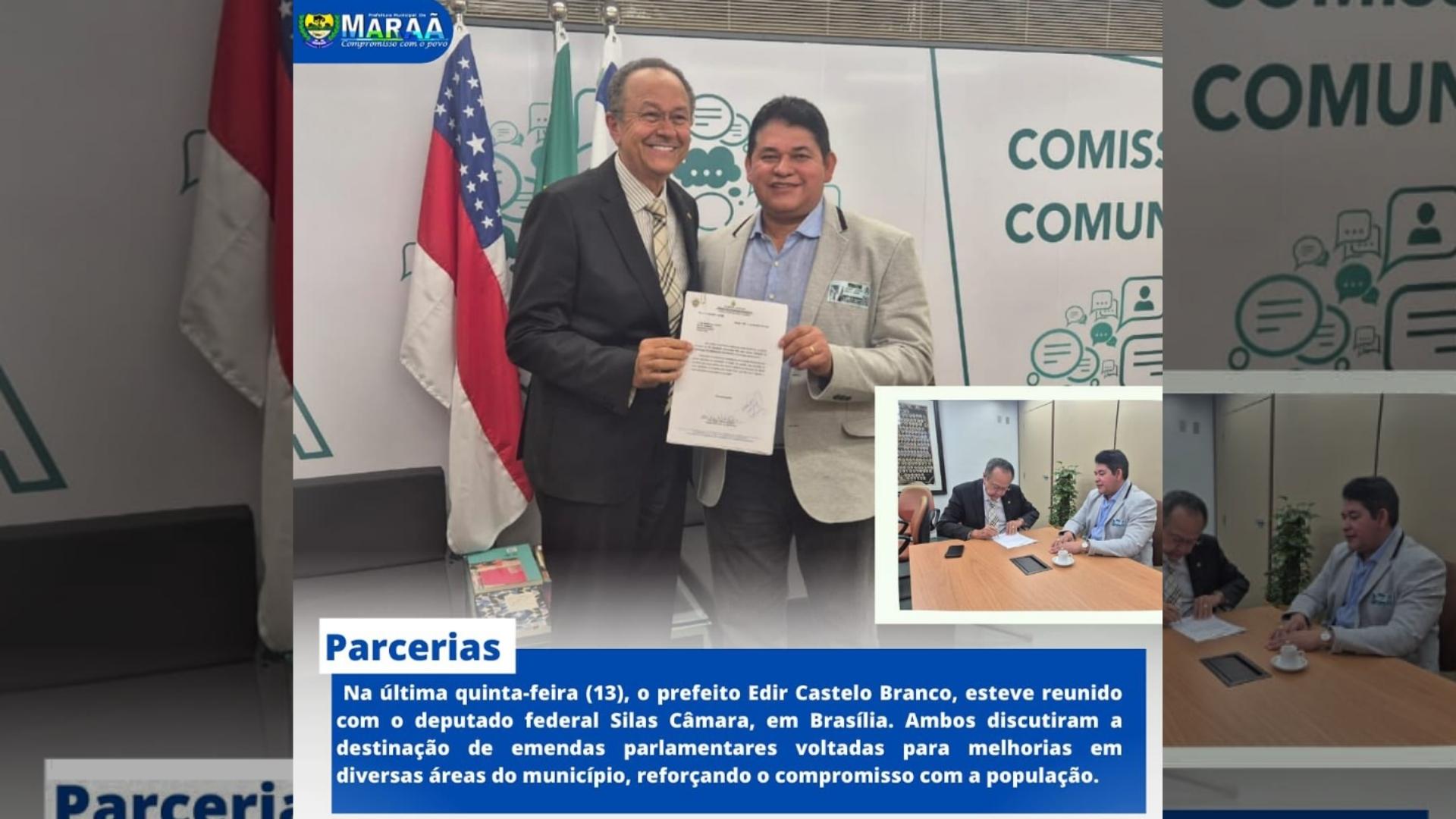 PREFEITO EDIR CASTELO BRANCO SE REÚNE COM DEPUTADO SILAS CÂMARA E TRATAM SOBRE MELHORIAS PARA MARAÃ
